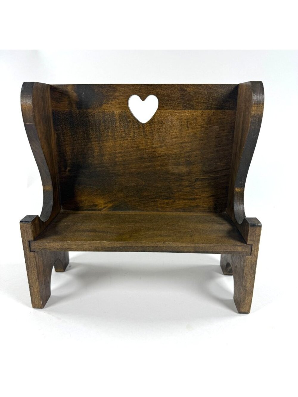 Heart Cut Out Wood Doll Bench Chair Plant Stand Country Farmhouse Handmade